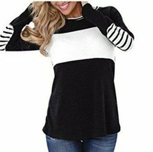 Black and white color block with elbow patches